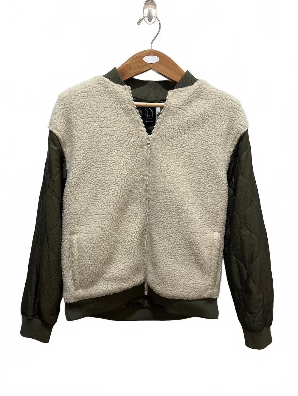 Original Use Men's Fleece Jacket with Quilted Nylon Sleeves - Size M